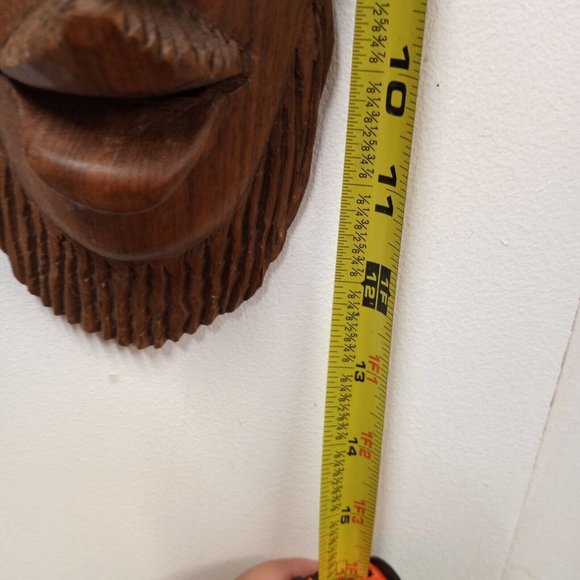 Fantastic Carved Wooden Tribal Mask. Ivory (?) Accent Home Decor - Picture 5 of 9